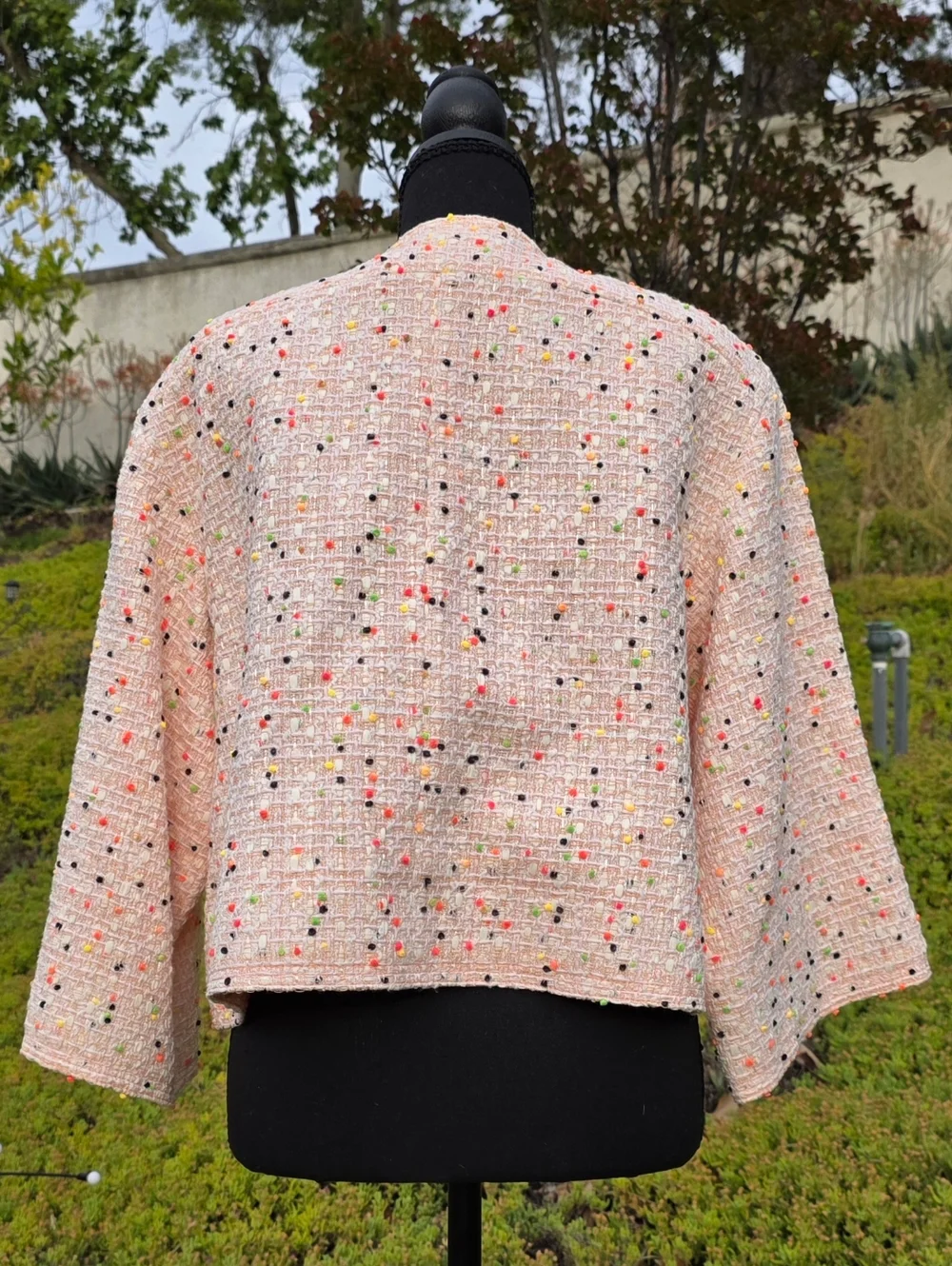 CHANEL Spring 2019 RTW Pink Multi Speckled Tweed Cropped Jacket Size FR 36/US 4 - Picture 6 of 11